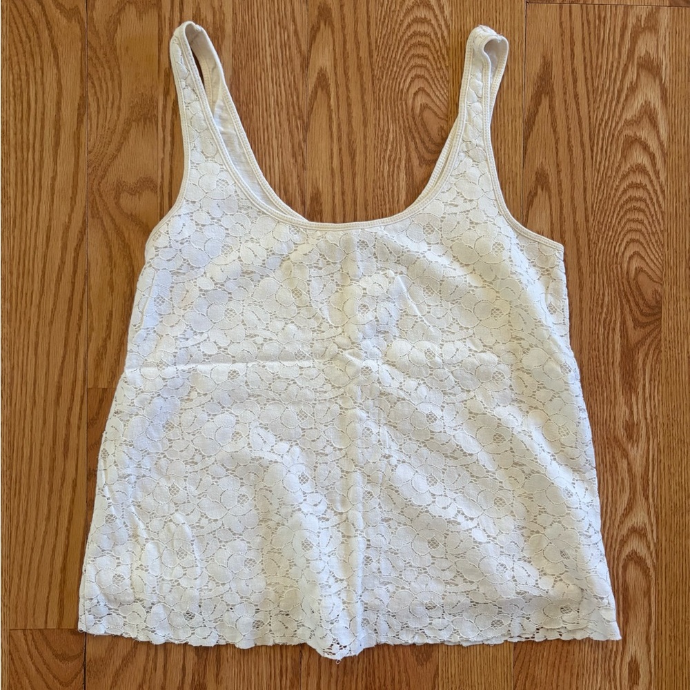American Eagle Outfitters Cream Fitted Sleeveless Tank